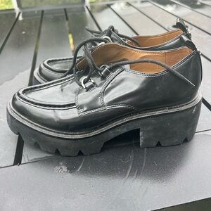 Chunky Sam Edelman Black Platform Lace-Up Shoes